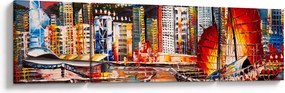 Obraz - Victoria Harbor, Hong Kong, obraz olejny (170x50 cm)