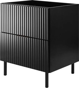 Szafka pod umywalkę, Czarny, 60 x 77 x 46 cm, uchwyt czarny, nogi czarne, bez blatu