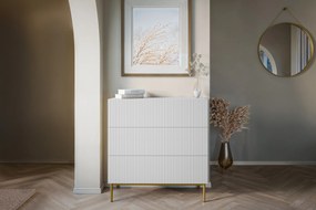 Komoda z szufladami Nicole 100 cm - biały mat / złote nóżki