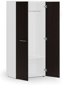 Szafa ubraniowa biurowa PRIMO WHITE, 1 półka, drążek do szafy, 800 x 500 x 1781 mm, biały/wenge