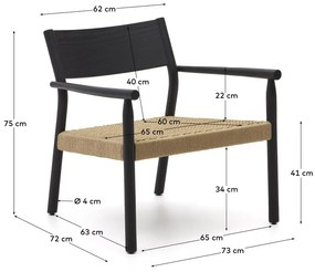 Czarny fotel z plecionką Yalia – Kave Home