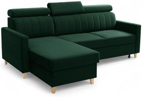 Narożnik Vario z funkcją spania uniwersalny prawo/lewostronny - zielony welur Bluvel 78