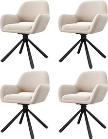 Komplet 4 obrotowych krzeseł do jadalni z aksamitu - 60 x 60 x 80 cm - z podłokietnikami - beżowy