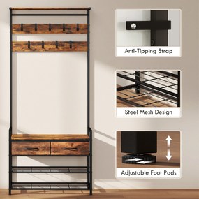 HOMCOM garderobenständer standgarderobe garderobenbank kleiderständer kompaktgarderobe dielengarderobe | Aosom PL