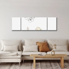 Obraz - Beżowe kwiaty z motylem N⁰2 (170x50 cm)