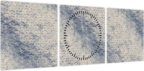 Obraz - Wzór fali (z zegarem) (90x30 cm)