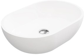 Owalna umywalka łazienkowa z solid surface - Biała - 58 cm - SENGLI