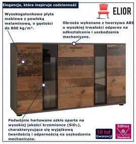 Komoda z witryną w kolorze starego drewna P7-D78