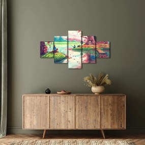 Obraz - Akwarela, Bay in a mountain village (125x70 cm)