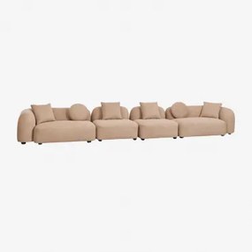 Modułowa Sofa 4-częściowa Z Tkaniny Chenille Coco Szenila Gruba Brąz Latte - Sklum