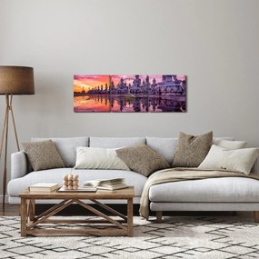 Obraz - Budda podczas zachodu słońca (z zegarem) (90x30 cm)