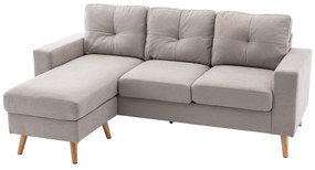 HOMCOM Sofa narożna 3-osobowa, w wyglądzie lnu, Chaiselongue odwracalne, 193x136x85 cm, Jasnoszary | Aosom PL