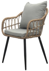 Krzesło ogrodowe Autronic, metal, polirattan, naturalny , AZ-F1406 NAT