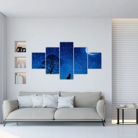 Obraz wilka wyjącego do księżyca (125x70 cm)