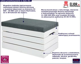 Biała Sosnowa Skrzynia Z Siedziskiem 38 Kolorów B2-T11