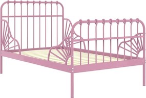 Różowe metalowe łóżko rosnące z dzieckiem 80x130/200 cm K4-N75