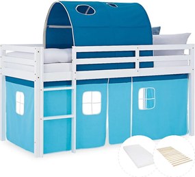 Łóżko piętrowe 90x200 cm Niebieska Kabina