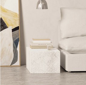 Stolik pomocniczy z marmuru – biały – Dove Wide