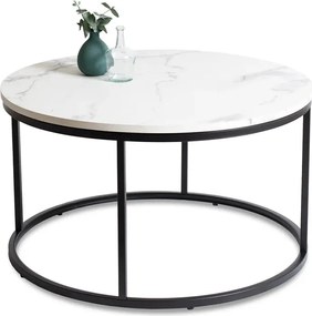 Stolik Kawowy CONNY MAX 80 cm Biały Marmur/Czarny Nowoczesny Glamour