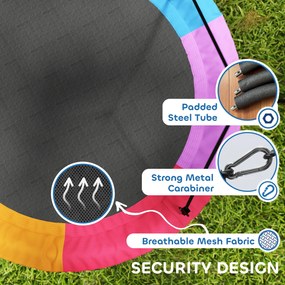 AIYAPLAY Huśtawka Gniazdowa Regulowana Ø 120 cm, Udźwig 300 kg, Dla Dzieci 3-8 lat, 120 x 120 x 180 cm, Wielokolorowa | Aosom PL