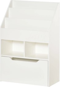 HOMCOM Regał dla Dzieci z Szufladą, Regał na Książki z Półkami, 60 x 29,9 x 90 cm, Biały