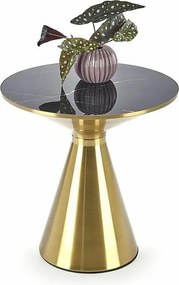 Stolik kawowy TRIBECA 50x50 czarny marmur/złoty