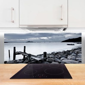 Szkło Ozdobne do Kuchni Kamienista Plaża O Zmierzchu