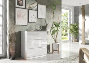 Komoda NUDO - Biały / Front Biały / Połysk / 70 cm / 3 szuflady