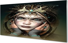 Szklany Panel Portret Kobiety o Błękitnych Oczach