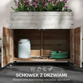 Outsunny Podwyższane Grządki Drewniane z Szufladą Szklarnia na Kółkach Skrzynia Ziołowa 110x50x95cm Biały | Aosom PL