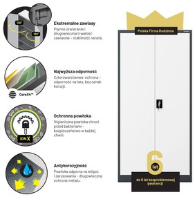 Szafa na dokumenty biurowa metalowa antracytowo-biała: JAN H, 900 x 1950 x 400 mm
