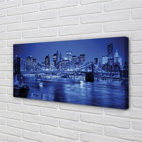 Obraz drukowany na płótnie Miejskie Pejzaże: Rzeka, Most, Wieżowce