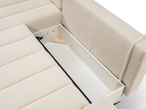 Masseno Narożnik GIOIA z funkcją spania i pojemnikiem na pościel Narozniki L, Rozkładana sofa - Kremowy, LAMBI 8