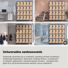 Szafa BHP 20-skrytkowa 136x45x172 cm Eco Design Robert, antracyt/dąb sonoma