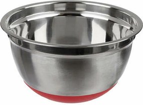 Miska do Sałatek ze Stali Nierdzewnej Antypoślizgowa 4,5L Srebrno-Czerwona D. 25,8 x W. 13,8 cm