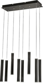 Lampa wisząca Fabas Luce Prado 8-punktowa - 52W ściemnialna LED - matowa czerń Liniowy design