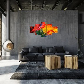 Obraz - Niebieska abstrakcja za pomocą pędzla (125x70 cm)