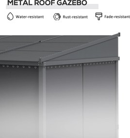 Outsunny Altana Ogrodowa 365x255x205cm z Przesuwnym Dachem i Zasłonami Aluminiowa Rama Ciemnoszara Elegancka | Aosom PL