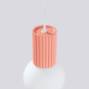 Lampa wisząca HALO 1 brzoskwiniowa ryflowana SOLLUX  LIGHTING