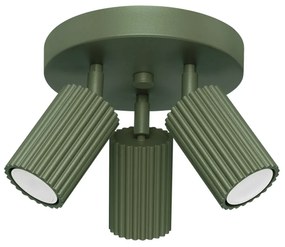 Plafon trzypunktowy KARBON 3P zielony oliwkowy okrągły SOLLUX  LIGHTING