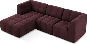 Bordowy aksamitny narożnik (lewostronny/z szezlongiem) Aloha – Makamii