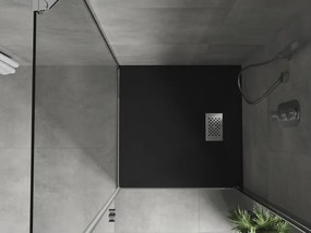 Mexen Hugo brodzik kwadratowy SMC 90 x 90 cm, czarny, maskownica inox - 42709090-X