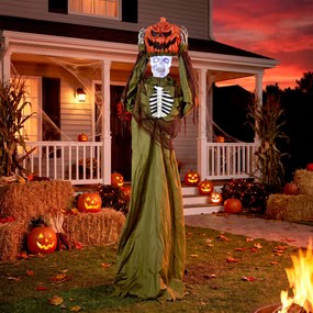 HOMCOM Animowany wyskakujący dyniowy szkielet, 173 cm, przerażająca dekoracja Halloween z oświetleniem oraz aktywacją dźwiękową i dotykową | Aosom PL