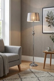 Srebrna lampa stojąca z nitkowym abażurem - V165 C9-B38