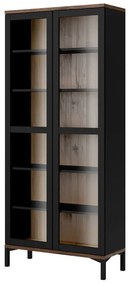Czarno-naturalna witryna w dekorze orzecha 89x203x36 cm Roomers – Tvilum