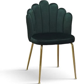 Zestaw 4 zielonych krzeseł z tkaniny z efektem aksamitu, złote nogi - LILLE