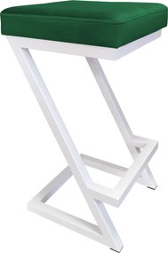 Hoker ZETA krzesło barowe tkanina Welur podstawa metalowa LOFT : Kolor Stelaża - Biały, Kolor tkaniny - VELVET - MG25