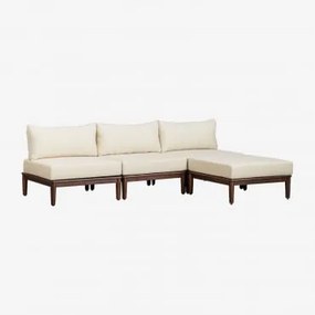 Giulia 3-częściowa Modułowa Sofa Ogrodowa I Pufa W Kolorze Akacjowym Kremowa - Sklum