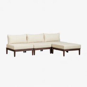 Modułowa Sofa Ogrodowa 3-częściowa Z Pufą Z Akacji Giulia Ciemny Akacjowy Brąz - Sklum