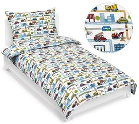 Bellatex Pościel dziecięca bawełniana Junior Cityzielona, 140 x 200, 70 x 90 cm